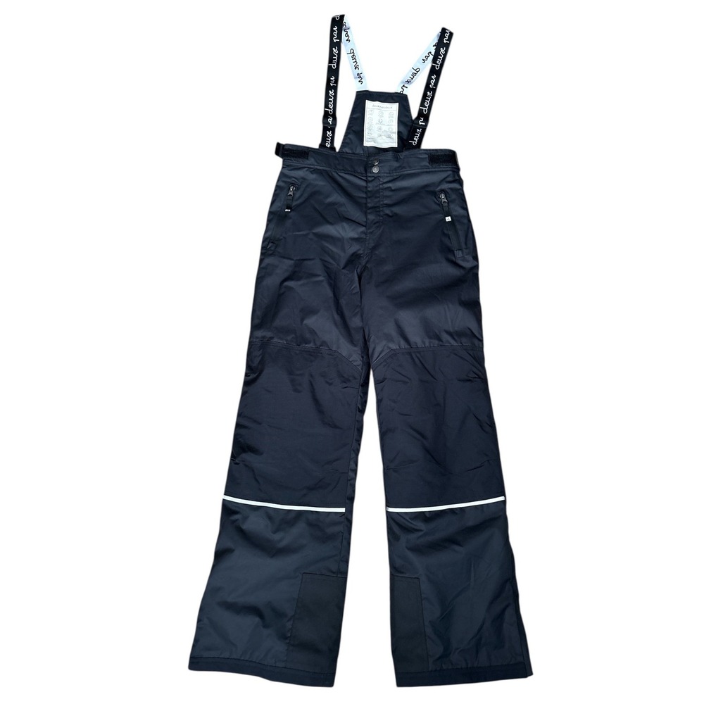 Deux Par Deux Black Overall Snowpants W/ Suspenders, Adjustable, Skiing, Size 14